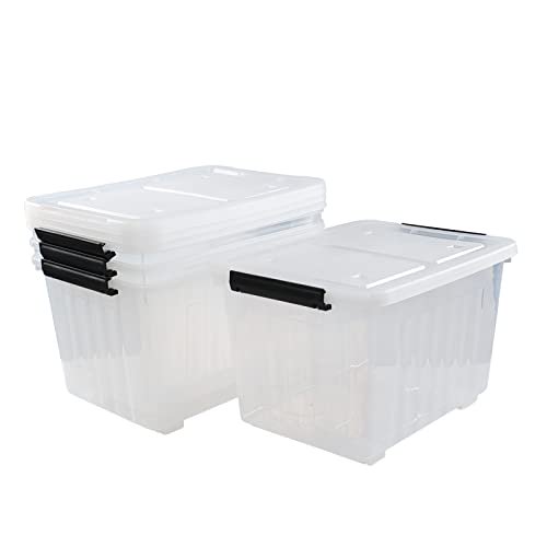 Readsky 30 Quart Clear Plastic Storage Bin, Clear Totes Storage, 4