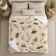 thumbnail image 5 of Bumblebee Wildflower Botanical Scene, Cozy Friendship Quote Scene, Warm Flannel Blanket for Living Room and Reading Nook, Art Lovers Friendship Gift, Artistic Home Decor, 5 of 9