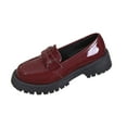thumbnail image 2 of Viluyesy Womens Patent Leather Loafers, Slip-On Classic British Style Chunky Sole Casual Dressy Business Flat Shoes Wine US7.5, 2 of 7