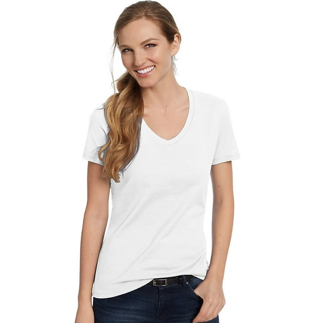 Hanes T-Shirt Col en V Nano-T pour Femmes - S04V