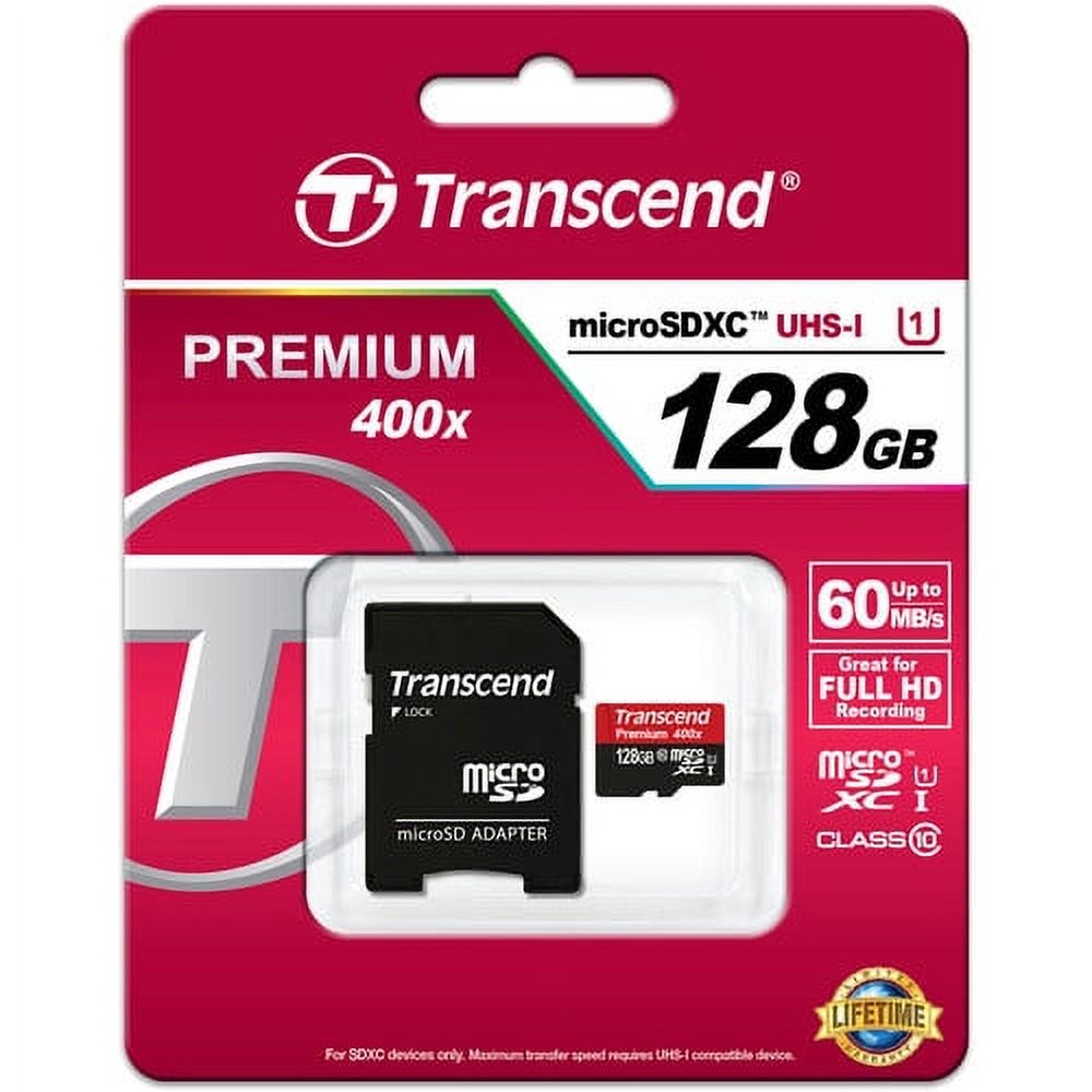 Transcend 128GB Premium microSDXC UHS-I Memory Card with SD Adapter #TS128GUSDU1 - image 3 of 3