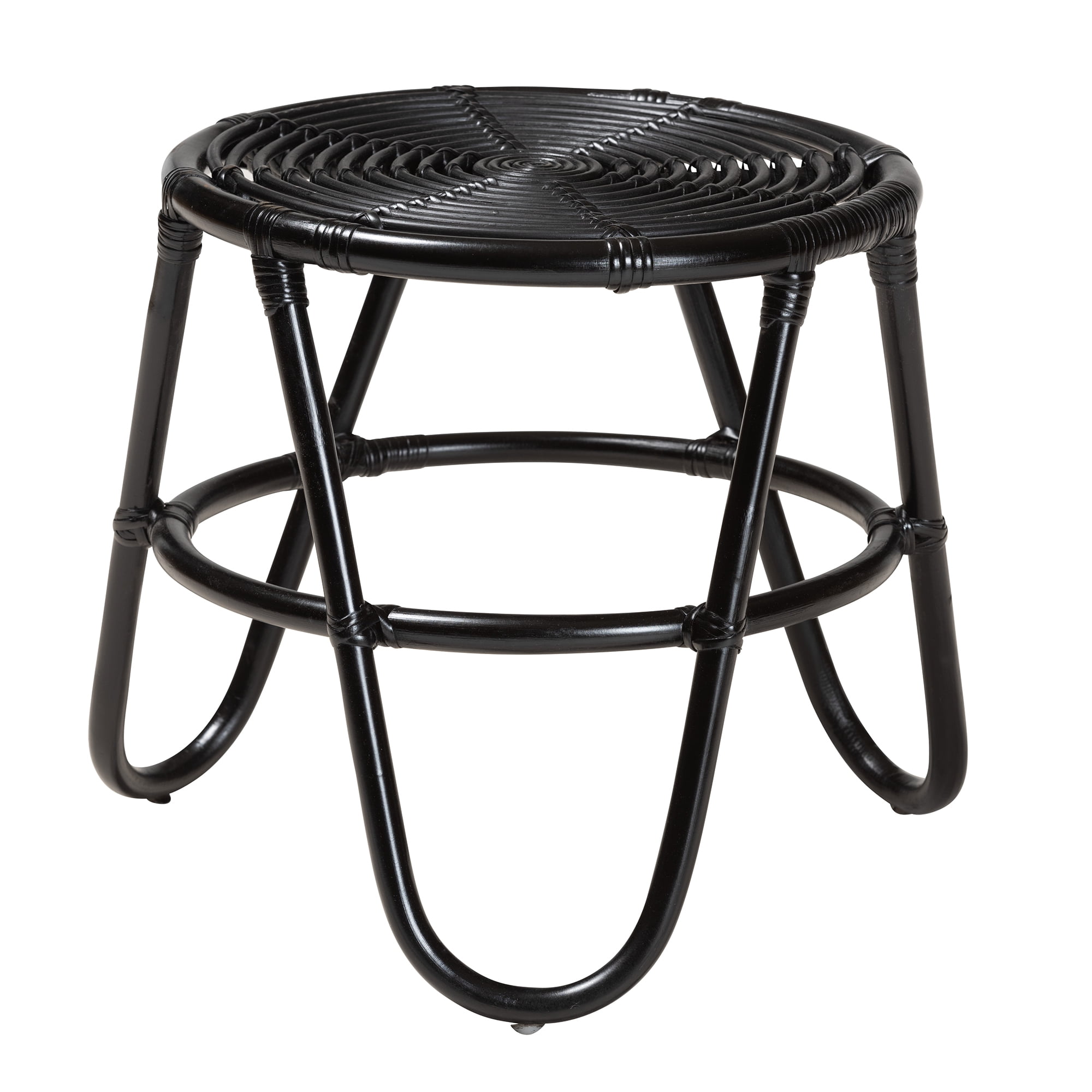 bali & pari Pertessa Rattan BOHO End Table, Black