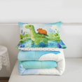 thumbnail image 4 of meiyoeat Watercolor Long Neck Dino Capybara Full Size Comforter Sets for Kids Boys, Kawaii Wildlife Bedding Comforter Set, Green Blue, Polkadot Reversible, 3 Pieces, 1 Comforter and 2 Pillowcases, 4 of 6