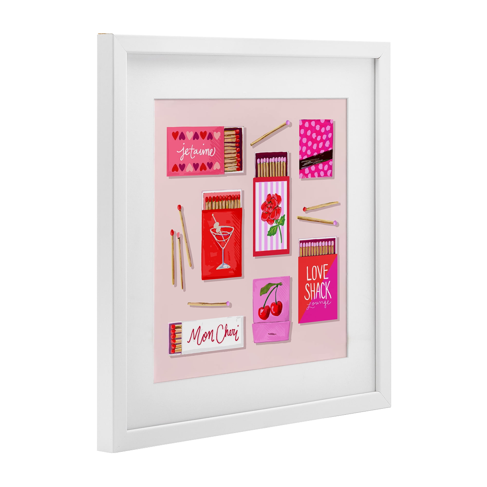 Stupell Industries Je T'aime Romantic Matchbox Set White Framed Print Under Glass, design by Rachael Reese
