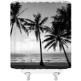 thumbnail image 3 of Black and White Palm Tree Shower Curtain Hawaii Beach Landscape Tropical Jungle Rain Forest Plant Tropical Plam Leaves Bathroom Decor Curtains with Hooks, Gray Black 36"W x 72"L (Pack of 1), 3 of 6
