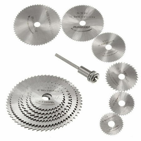 7Pcs Mini HSS High Speed Steel Saw Disc Wheel Circular Cutting Blades Mandrels Drills Rotary Tools
