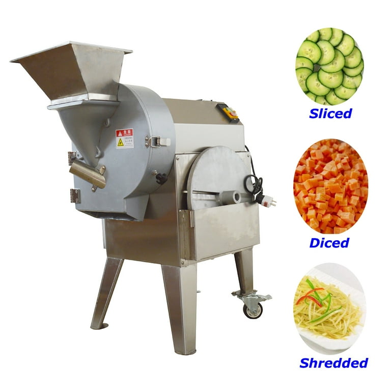 Intsupermai Fully Automatic Fruit Vegetable Cutting Machine Commercial Food Slicing Shredding Chopping Machine, Size: 37.8, Silver