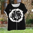 thumbnail image 5 of Zylanna Women's T-Shirts Blouse, Summer Short Sleeve Round Neck Floral Print Fashion Tee Tops White, 5 of 5