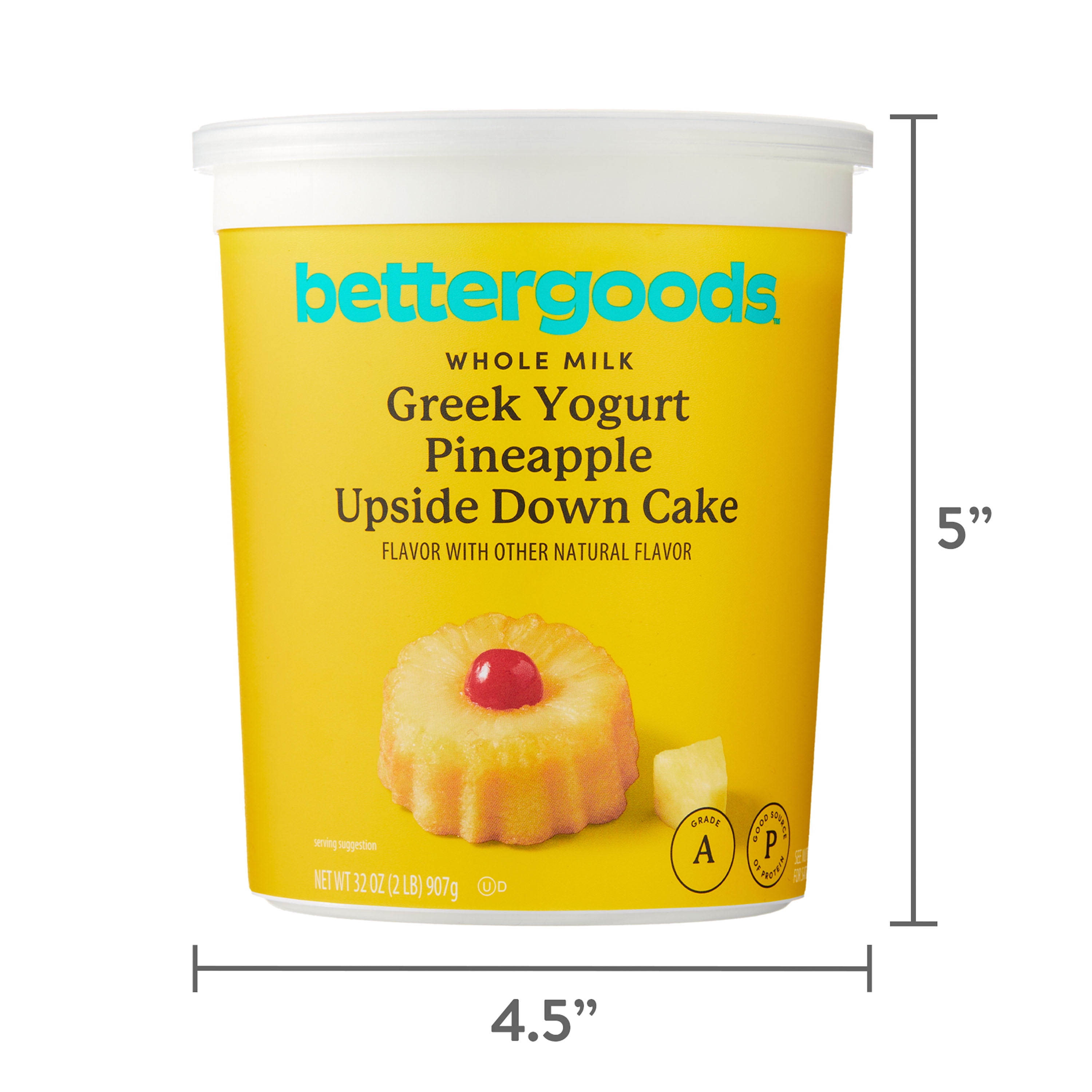 bettergoods Pineapple Upside Down Cake Whole Milk Greek Yogurt, 32 oz Tub