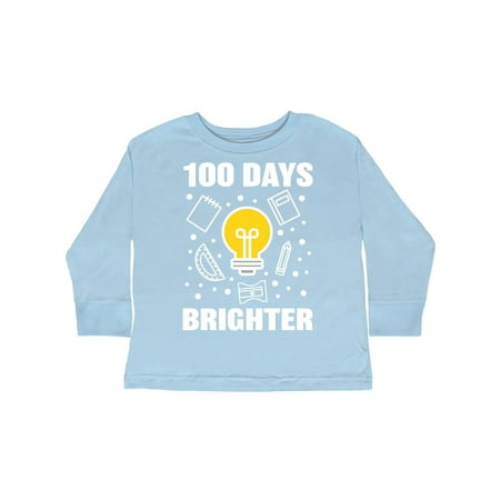 

Inktastic 100 Days Brighter with Light Bulb Gift Toddler Boy or Toddler Girl Long Sleeve T-Shirt