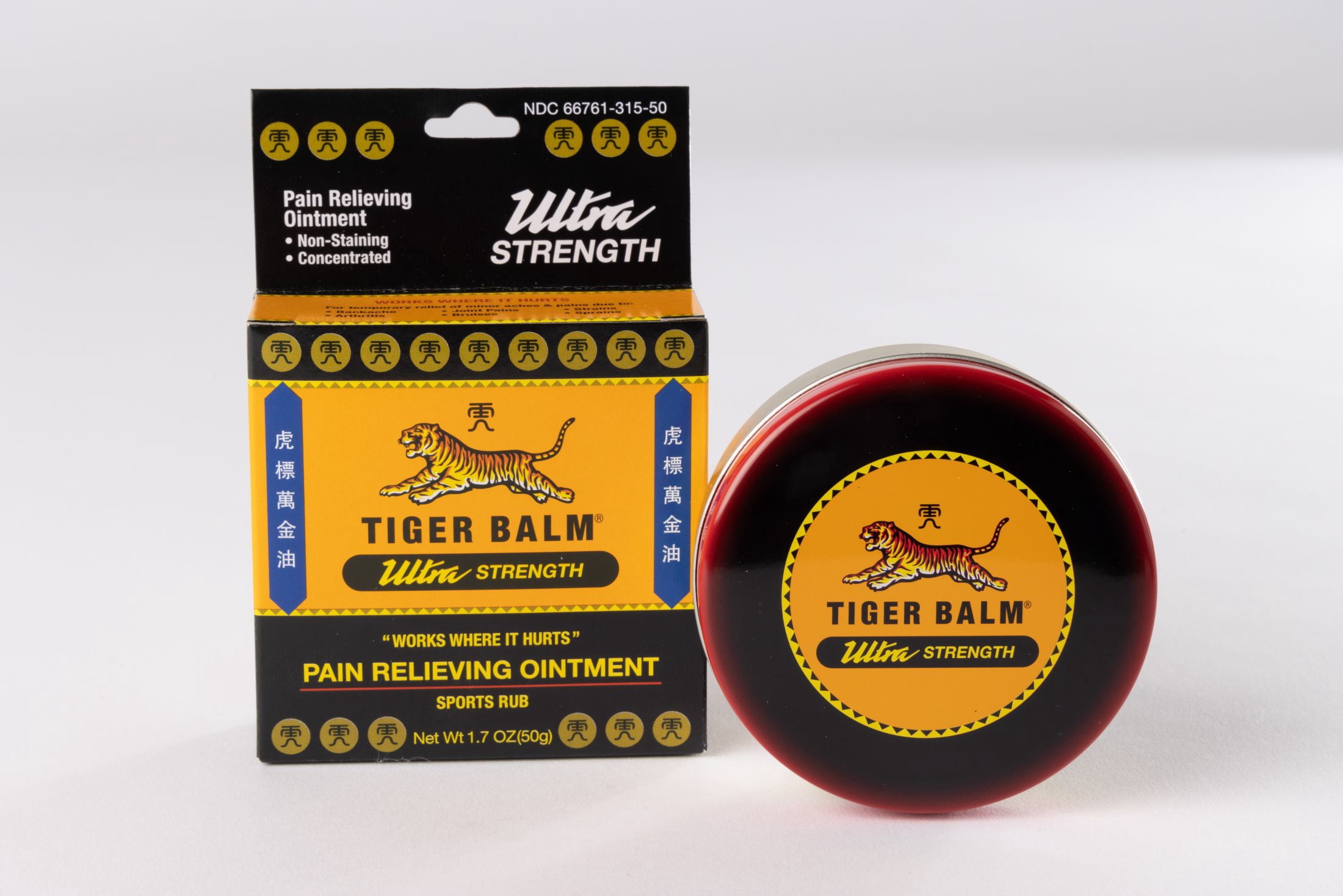 Tiger Balm Ultra Strength Pain Relief Ointment, 50g Tin, Relieves Backaches, Sore Muscles, Strains