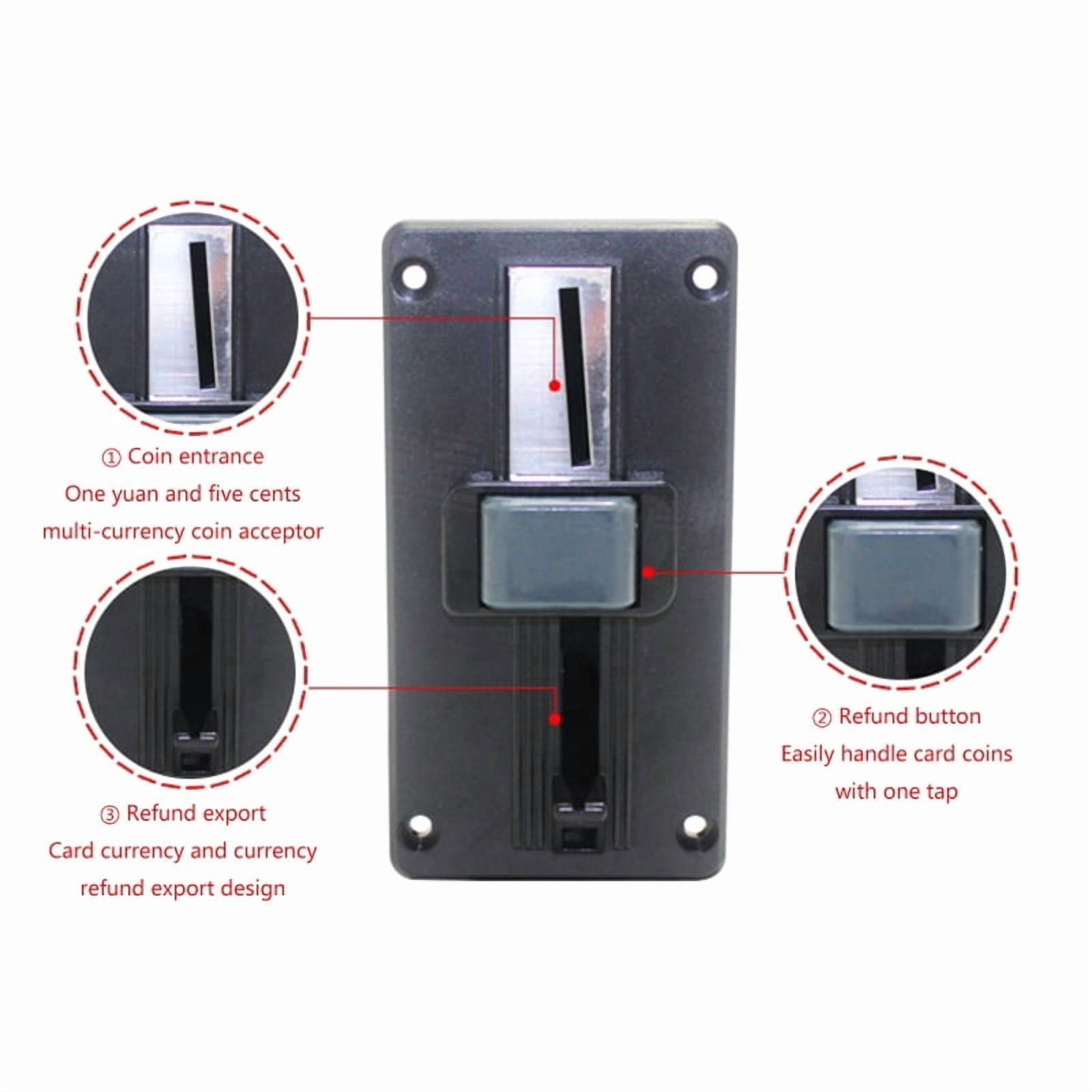 Coin Acceptor 2-Pack, Multiple Values Coin Validator for Gaming Machine, Vending Kiosk & Washer Receiver, Metal Build