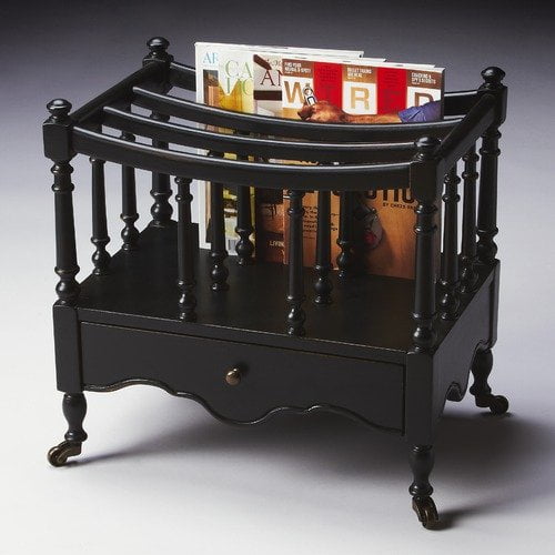 Butler Masterpiece Canterbury Magazine Rack in Distressed Black Licorice