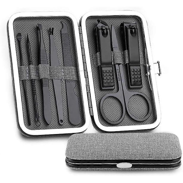 8pcs Stainless Steel Nail Clippers Set Professional Scissors Suit Nail Tools Box Trimmer Grooming Manicure Cutter Kits (Color : Gray)