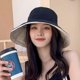 thumbnail image 2 of Ladies Sun Hat Cotton Bucket Hat Fashion Summer Beach Wide Brim Hat Travel Foldable Double Sided Wearable Hat (Black+Beige), 2 of 3