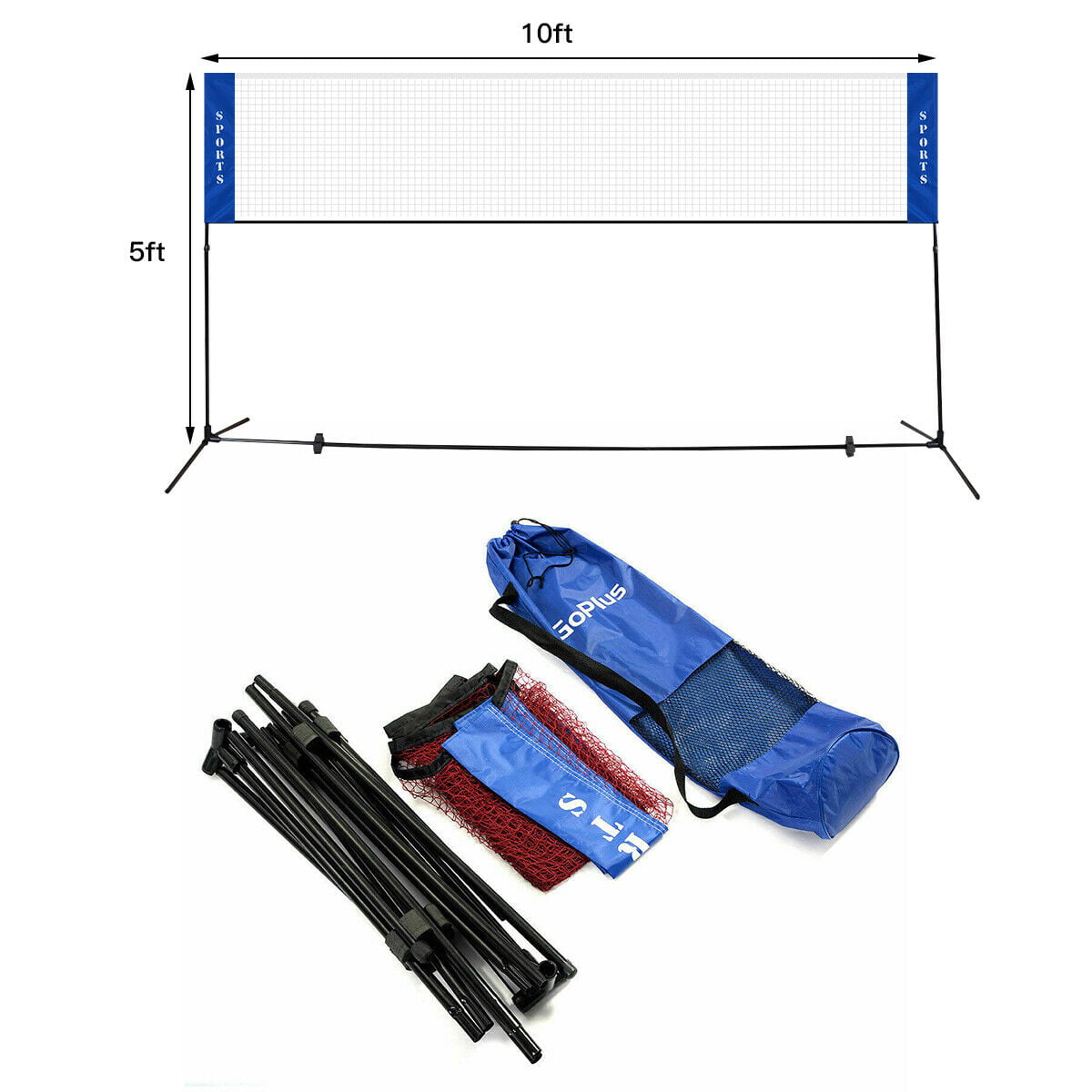 10' x 5' Portable Beach Tennis Badminton Volleyball Training Net w/ Carrying Bag 