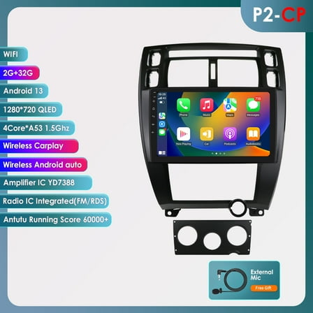 Apple CarPlay Android 13 Bluetooth 2 32GB Wifi AUX Car Stereo Radio Head Unit Multimedia GPS Navigation Player For Hyundai Tucson 2004 2005 2006 2007 2008 2009