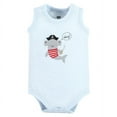 thumbnail image 3 of Hudson Baby Infant Boy Cotton Sleeveless Bodysuits, Pirate Shark, 0-3 Months, 3 of 7