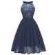 thumbnail image 1 of ICHUANYI Clearance Women Vintage Princess Floral Lace Cocktail Neckline Party Aline Dress(Navy, XL) ICHUANYI WER2023081008935, 1 of 5