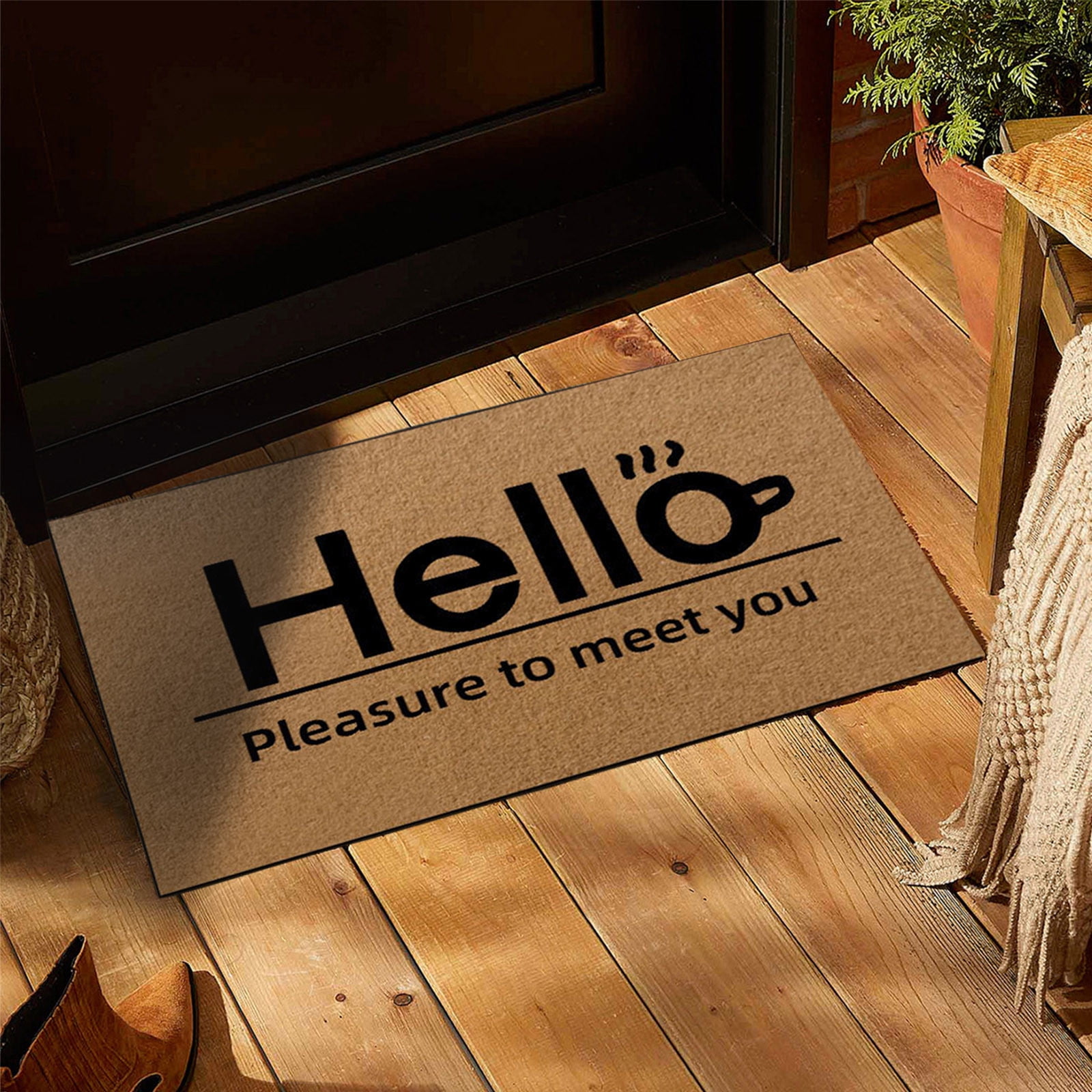 D Welcome Mat Coir Doormat Outdoor Entrance Artificial Fiber Non Slip Front Porch Patio Mat Decorative Heavy Duty Durable Indoor Outdoor Rug Easy Clean Shake Off 27.55X17.7X0.51In
