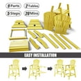 thumbnail image 6 of Tall Adirondack Chairs Set of 2，Outdoor Adirondack Barstools with Double Connecting Tray Patio Stools Weather Resistant for Outdoor Deck Lawn Pool Backyard, Yellow, 6 of 7