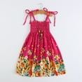 thumbnail image 2 of ZHUASHUM princess dress up for girls Clothes Kids Baby Beach Straps Bohemian Floral Girls Dress Toddler Skirt newborn easter clothes A,Size:2-3 Years, 2 of 3