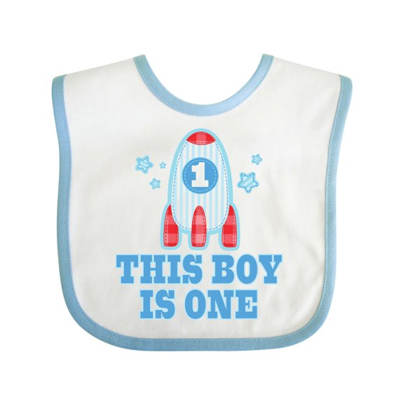 Inktastic 1st Birthday Boy Rocket Ship Boys Baby Bib