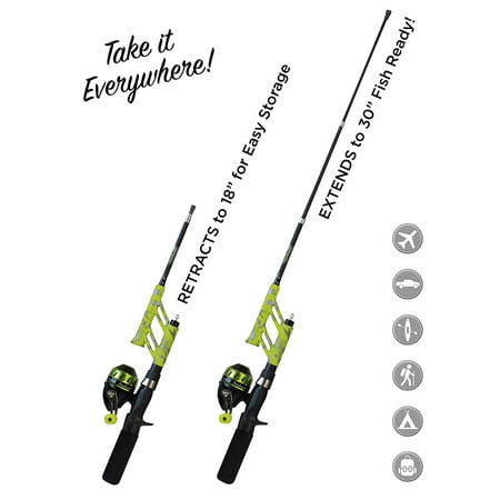 Steinhauser Telescopic Fishing Rod and Spincast Reel Combo Micro Series - Tangle Free, Ultralight and Super Compact Fishing Rod Travel - for Both Kids and