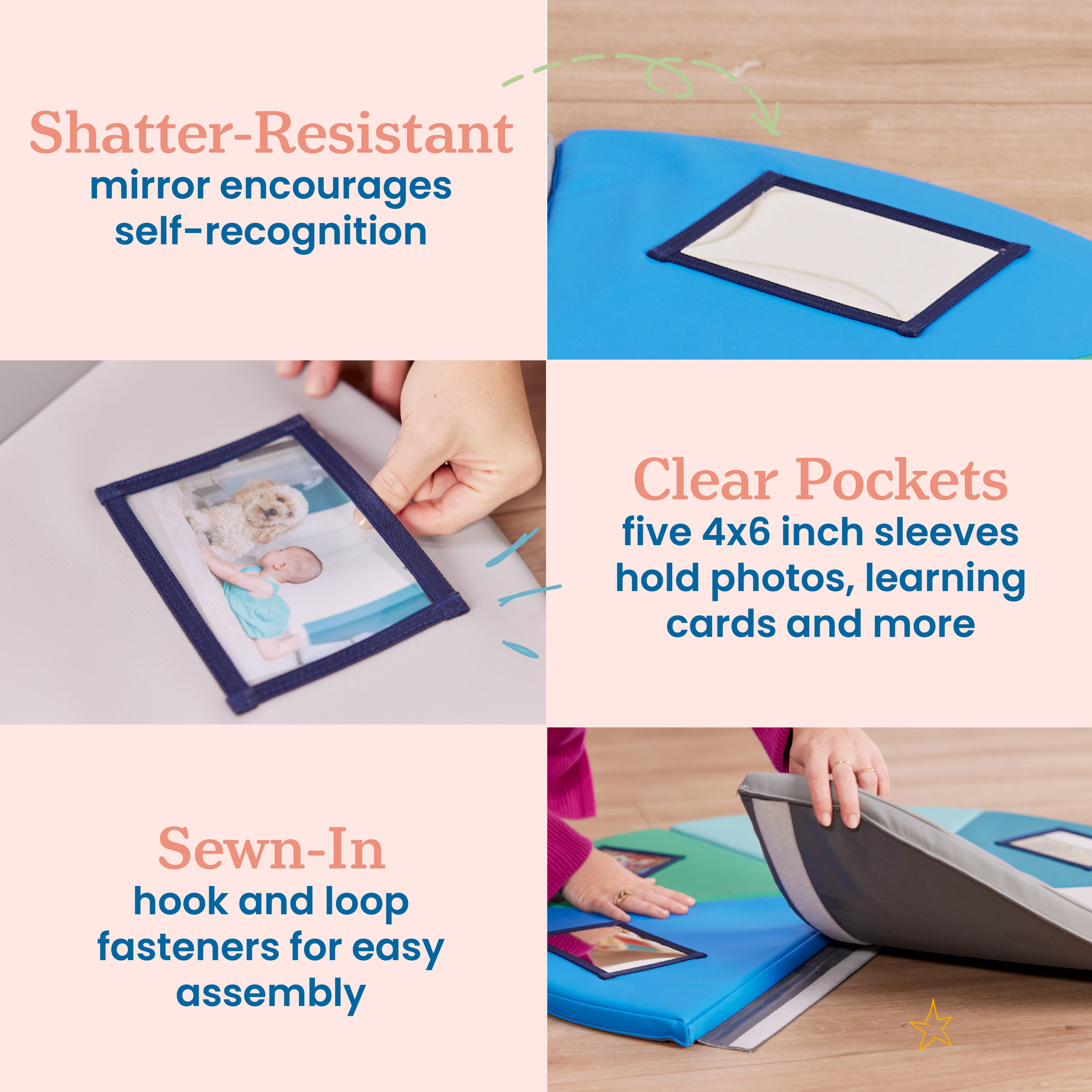 ECR4Kids SoftZone Picture Me Folding Activity Play Mat, Daycare Essentials, Contemporary