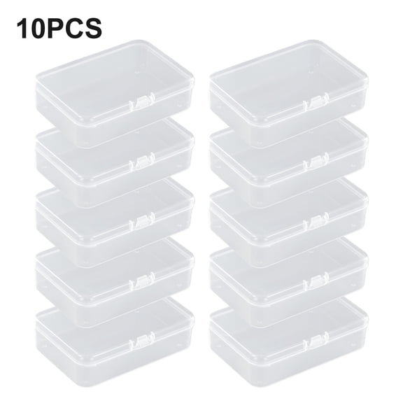 10 Pack Clear Plastic Storage Boxes With Lids, 9.5x6.5cm for Mini Organizer Cases For Jewelry Beads Screws Pills, Stackable Home Office Supply Containers