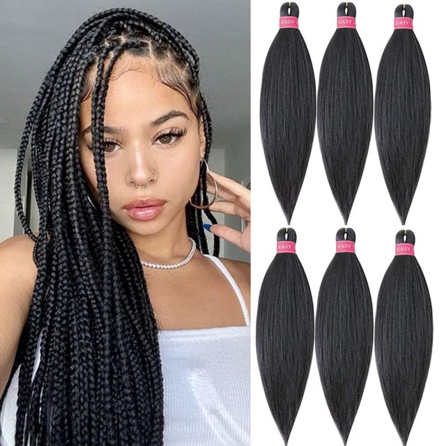 Cabello trenzado Mychanson Pre Stretched Yaki Straight, 20 cm, 6 paquetes