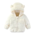 thumbnail image 2 of RTKFRFLM Infant Plush Hooded Jacket Long Sleeve Full Zip Warm Fleece Coat Beige 0-6 Months, 2 of 4