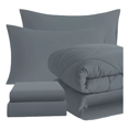 thumbnail image 1 of Edredon Con Juego De Sabanas Fundas Almohada Cama Queen Size GRIS, 1 of 5