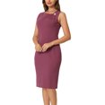 thumbnail image 4 of INSPIRE CHIC Women's Sleeveless Sheath Dress Asymmetrical Ruched Neck Wear to Work Pencil Dresses 2XL Dark Pink, 4 of 6