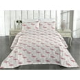 thumbnail image 2 of Ambesonne Tropical Quilted Bedspread Set 3 Pcs, Flamingo Drawing Tropical, Twin, Pale Pink and Eggshell, 2 of 4