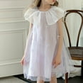 thumbnail image 3 of Tulle-Dresses for Girls Size 3-14 Teens Kids Cute Sleeveless Doll-Collared Solid Color Pullover Loose Comfort Babydoll Dress, 3 of 5