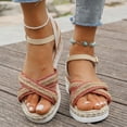 thumbnail image 3 of Dakaela Espadrille Dressy Wedge Sandals Womens Platform Casual Summer Comfortable High Heeled Wedges with Adjustable Buckle Red 6, 3 of 9