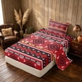 thumbnail image 2 of Manfei Southwestern Aztec Twin Sheets, , Red Black Bedding, Black Reversible 3-Piece1 Flat Sheet + 1 Fitted Sheet + 1 Pillowcase, 2 of 6