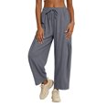 thumbnail image 5 of Women Linen Pants Wide Leg Boho Pants Loose Lightweigt Beach Palazzo Harem Pants with Pockets, L, 5 of 7