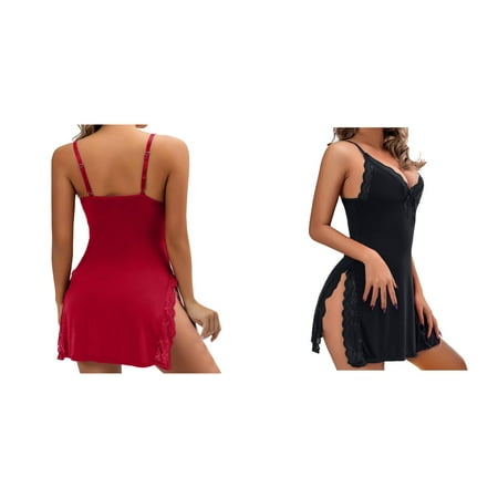 2-Pack Lingerie Modert Jammies Strappy Jammies Baby Jammies T Shirt Gowns Women Cute Nightgowns for Women Oversized Sleep Dress Summer Sleepwear for Women Extra Small Night Gown Leopard Print