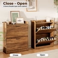 thumbnail image 6 of HOMMPA Shoe Cabinet with 2 Flip Drawers, Farmhouse Wood Shoe Storage Cabinet,5-Tier Customizable Storage Freestanding Narrow Shoe Rack Organizer with Metal Legs for Entryway, Hallway, Brown, 6 of 13