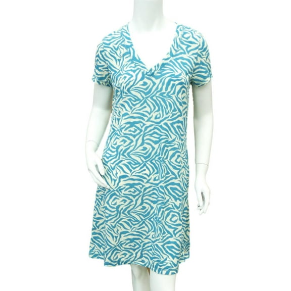 Covington Womens Teal Green & Ivory Zebra Print Sleep Shirt Nightgown Chemise M