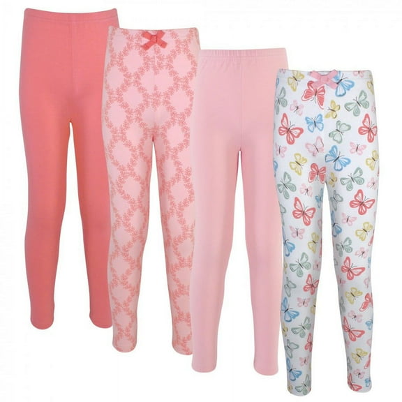 Touched by Nature Baby, Toddler, Big Kids and Youth Girl Organic Cotton Leggings 4pk, Butterflies, 0-3 Months