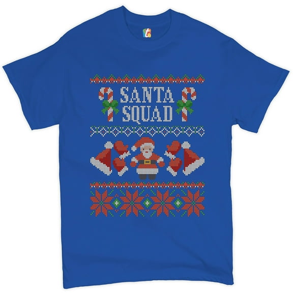 Tee Hunt Santa Squad T-Shirt Cute Ugly Sweater Merry and Bright Christmas Men's Tee
