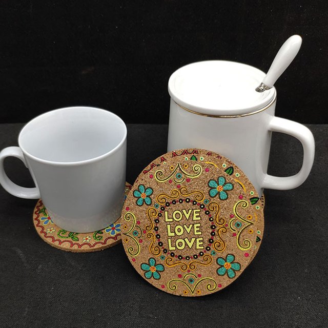 Sous-verres en Liège Artistiques Style Ferme Rustique, sous-Verres Absorbants Réutilisables pour Boissons pour la Maison, le Bureau, le Bar, le Restaurant, Design Vintage pour Cadeaux de Pendaison de Crémaillère, Déco de Cuisine Liège Rustique de Ferme pour Boissons
