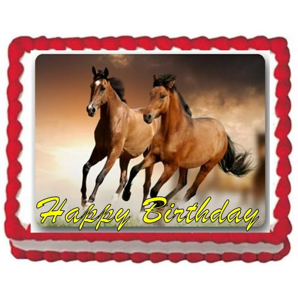 Beautiful Horses Image Edible Cake Topper Frosting Sheet