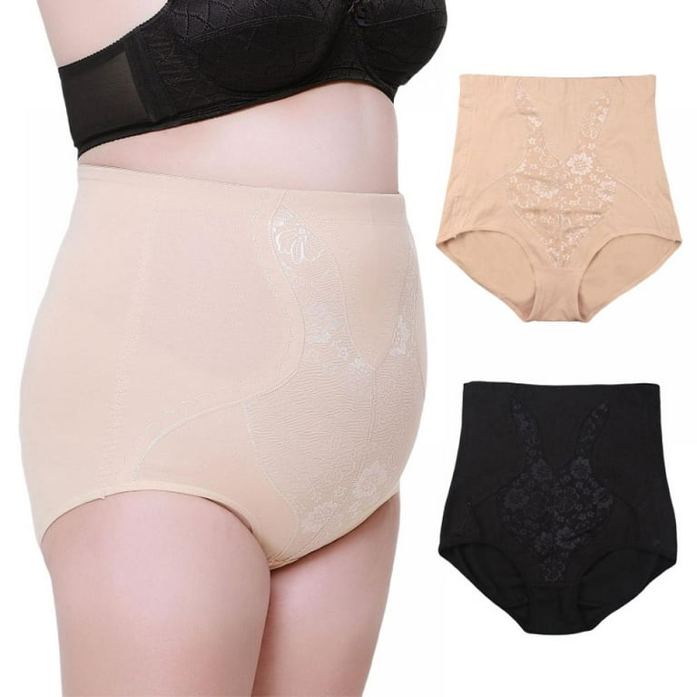 Popvcly 2 Pack Women's Tummy Control Panties Floral Lace Body Shaper High  Waist Seamless Briefs Butt Lifter Shapewear Plus Size 