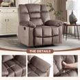 thumbnail image 3 of Bonzy Home Manual Recliner Chair — Single-Seat Reclining Sofa Chair with Wide Backrest & Overstuffed Headrest, Brown, 3 of 7