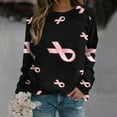 thumbnail image 2 of WREESH Breast Cancer Awareness Sweatshirt For Women Pink Ribbon Print Sweatshirts Casual Long Sleeve Crewneck Pullover Comfy Loose Lightweight Tee Tops Black, 2 of 5