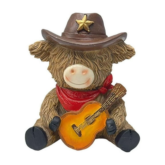 Cow Decor under $5! Bzdzmqm Cowboy Theme Resin Cow Ornament, Western Style Home Decor, Office Desktop Decoration, Country Themed Figurine, Rustic Farmhouse Collectible